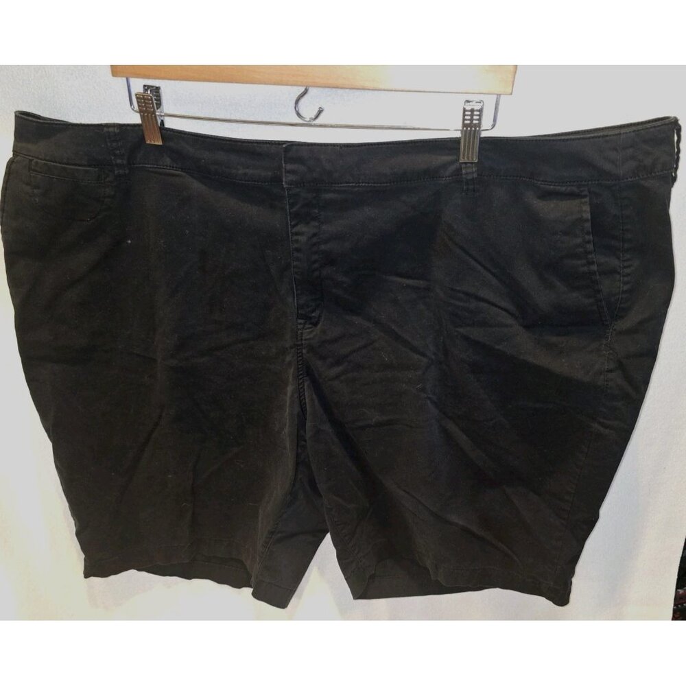 Lane Bryant Shorts Womens 28 Black Chino Belt Loops Preppy Casual Flat Front